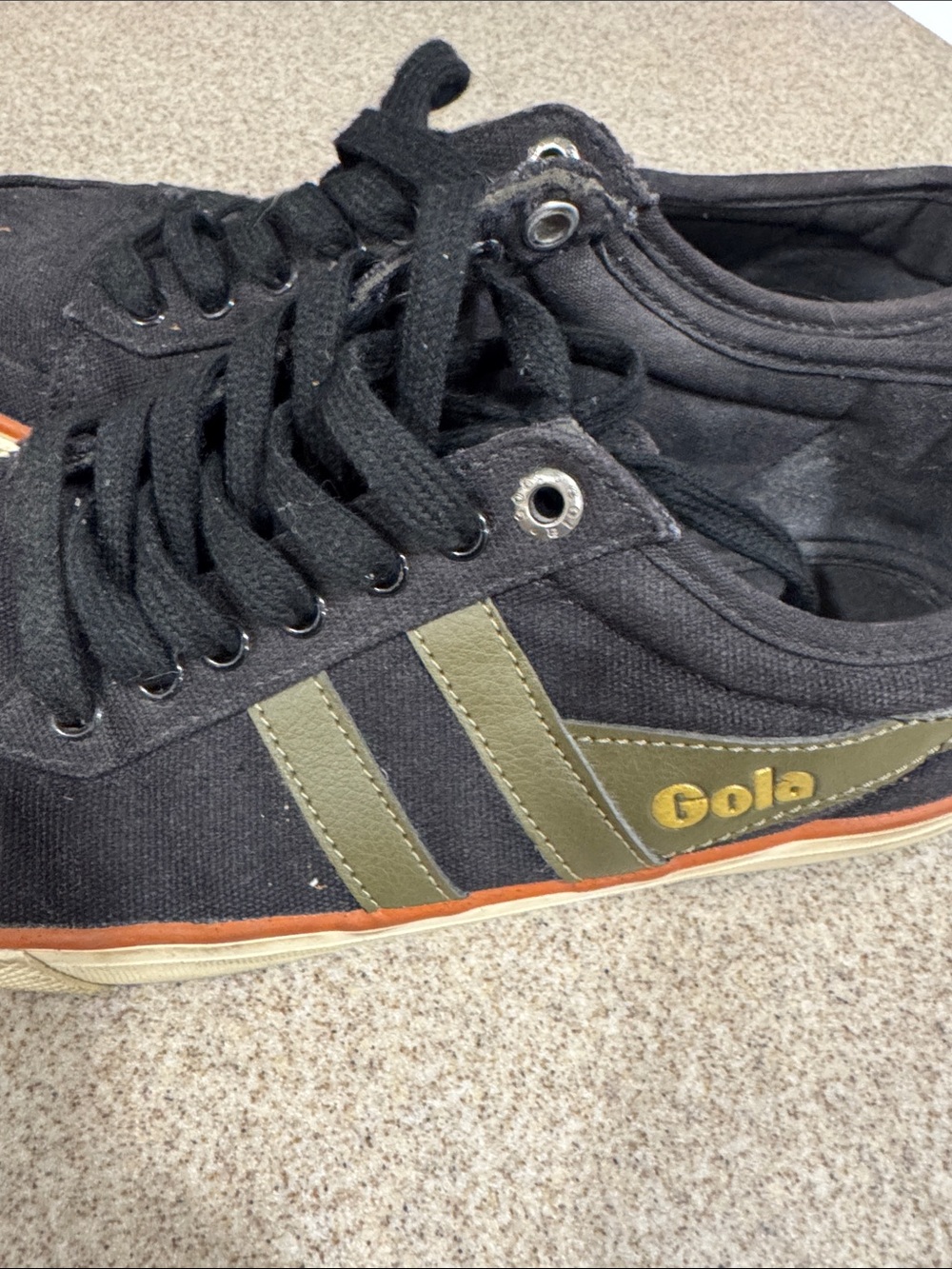 Gola Black & Green Women's Retro Sneakers with Gum Sole - Picture 4 of 6
